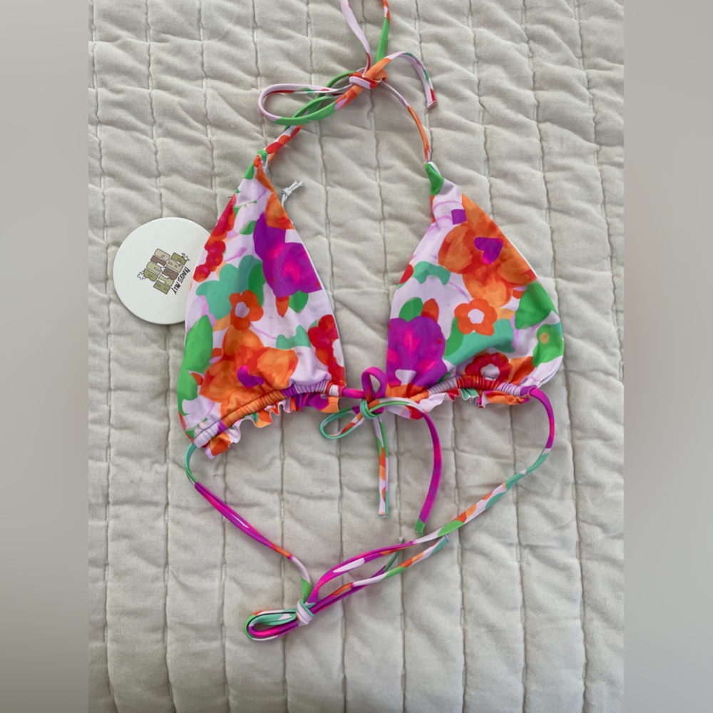 NWT Princess Polly recycled nylon summer bikini top multi color size US 10